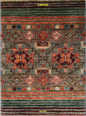 Coppia-Scendiletto-Khorgin-Shabargan---Tappeti-Moderni-Multicolore-Con-Disegni-Geometrici-Antich-Set-2-Pz.