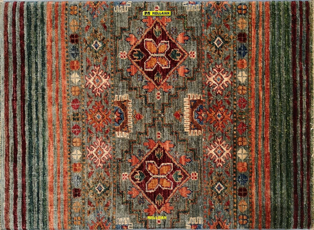 Coppia-Scendiletto-Khorgin-Shabargan---Tappeti-Moderni-Multicolore-Con-Disegni-Geometrici-Antich-Set-2-Pz.
