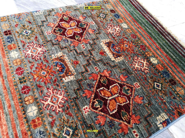 Coppia-Scendiletto-Khorgin-Shabargan---Tappeti-Moderni-Multicolore-Con-Disegni-Geometrici-Antich-Set-2-Pz.