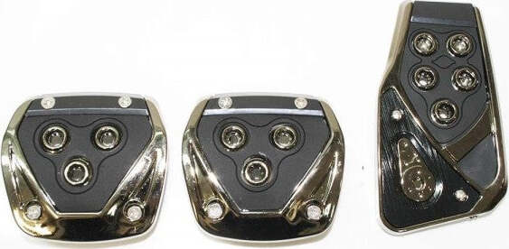 Copri-Pedali-Cromato-Acciaio-Nero-Ws1565-Auto-Sportiva-Tuning-Antiscivolo-Auto