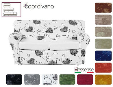 Copridivano Elasticizzato Brio Hessense Cuori