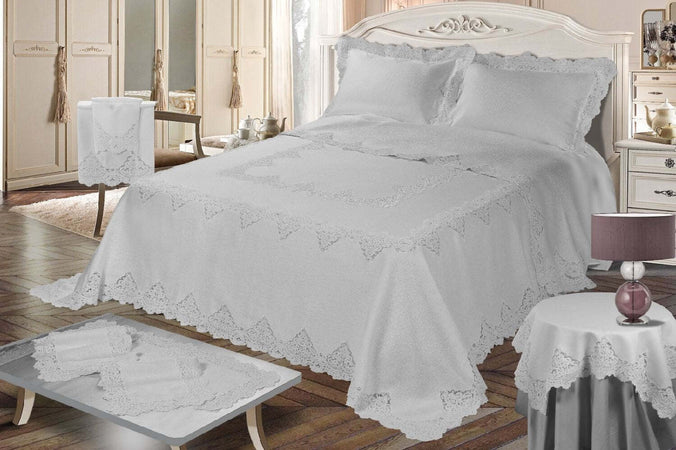 Copriletto matrimoniale 100% lino con pizzo rebrodè art.Incanto made in Italy Casa e cucina/Tessili per la casa/Biancheria da letto/Copriletti Biancheria Arredo Home - Nola, Commerciovirtuoso.it