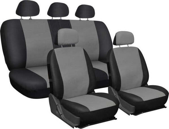 Coprisedili-Universali-Auto-Macchina-Cotone-Bicolore-Grigio-E-Nero-Copri-Sedile