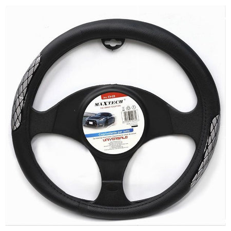 Coprivolante Universale Fodera Sterzo Per Auto 38 Cm Nero Con Dettagli Cv-23