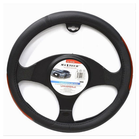 Coprivolante Universale Per Auto Fodera Sterzo 38cm Nero Dettagli Laterali Cv-24