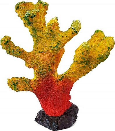 Corallo-In-Resina-Ornamento-Per-Acquario-Giallo-Arancione-13x6x16-Cm-Sottomarino