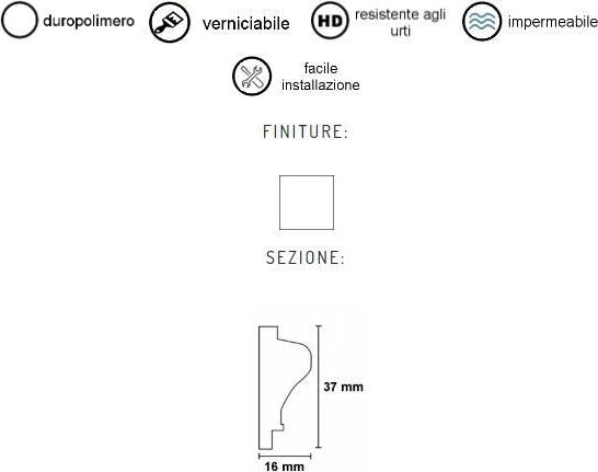Cornice decorativa per pareti in duropolimero 2000x66x11mm Fai da te/Prodotti per la costruzione/Materiali da costruzione/Pavimenti/Materiali per pavimenti/Battiscopa Led Mall Home - Napoli, Commerciovirtuoso.it