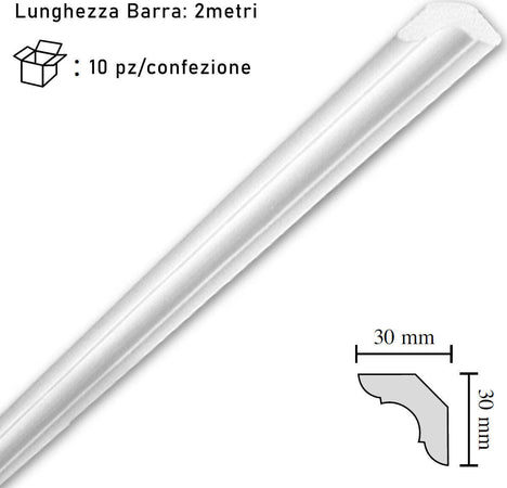 Cornice-in-polistirolo-mm30x30x2mt.-mod.A40-confezione-da-10-barre