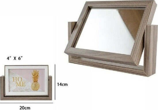 Cornice-Per-Foto-Fotografie-Con-Specchio-10-X-15-Cm-Doppia-Girevole-In-Legno