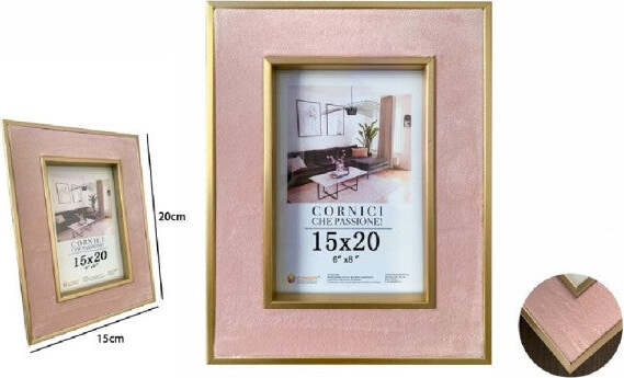 Cornice-Per-Foto-Portafoto-Poster-Quadri-Tele-15-X-20cm-Rosa-Con-Bordi-Oro-70317