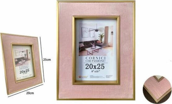 Cornice-Per-Foto-Portafoto-Poster-Quadri-Tele-20-X-25cm-Rosa-Con-Bordi-Oro-70318