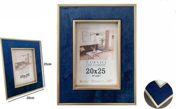 Cornice-Per-Foto-Poster-Quadri-Tele-Portafoto-20-X-25-Cm-Blu-Con-Bordi-Oro-70313