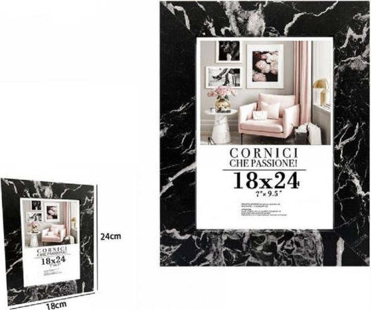 Cornice-Porta-Foto-Quadri-Tele-Poster-18-X-24cm-Modello-Effetto-Marmo-Nero-71670