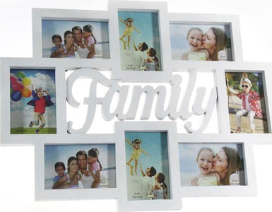 Cornice-Portafoto-Da-Parete-Con-8-Porta-Foto-10x15-e-Scritta-Family-Bianco