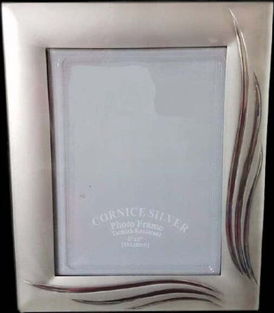 Cornice-Portafoto-Porta-Foto-Fotografia-15x20cm-Silver-Foglie-Effetto-Satinato