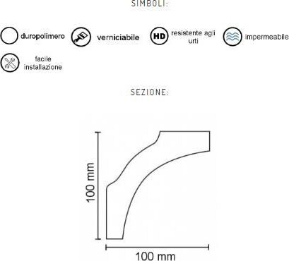 Cornice Soffitto per interni in duropolimero 2000x100x100mm Fai da te/Prodotti per la costruzione/Materiali da costruzione/Infissi/Modanature Led Mall Home - Napoli, Commerciovirtuoso.it