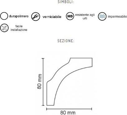 Cornice Soffitto per interni in duropolimero 2000x80x80mm Fai da te/Prodotti per la costruzione/Materiali da costruzione/Infissi/Modanature Led Mall Home - Napoli, Commerciovirtuoso.it