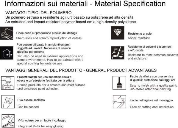 Cornice Soffitto per interni in duropolimero 2000x80x80mm Fai da te/Prodotti per la costruzione/Materiali da costruzione/Infissi/Modanature Led Mall Home - Napoli, Commerciovirtuoso.it