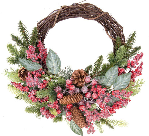 Corona dietroporta natalizia, ghirlanda appendibile con pigne, decorazione da Ø 46 cm Casa e cucina/Decorazioni per interni/Addobbi e decorazioni per ricorrenze/Decorazioni natalizie/Orpelli e festoni MagiediNatale.it - Altamura, Commerciovirtuoso.it