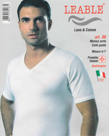Corpetto da Uomo Bianco Scollo a V Maglia Intima Uomo Manica Corta Lana Cotone Leable art. 88 Corpetto Uomo L'Orchidea - Siderno, Commerciovirtuoso.it
