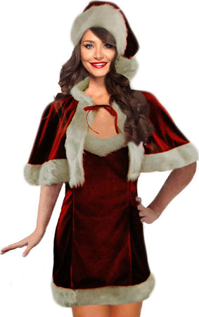 Costume-Babbo-Natale-Donna-Vestito-Natalizio-Sexy-Natale-3-Pezzi-Taglia-Unica