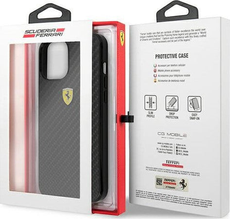 cover-ferrari-iphone-12-pro-max-effetto-carbonio-nera