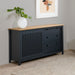 Credenza Bruna con 1 anta scorrevole e 3 cassetti in legno massiccio colore grigio antracite e top pino