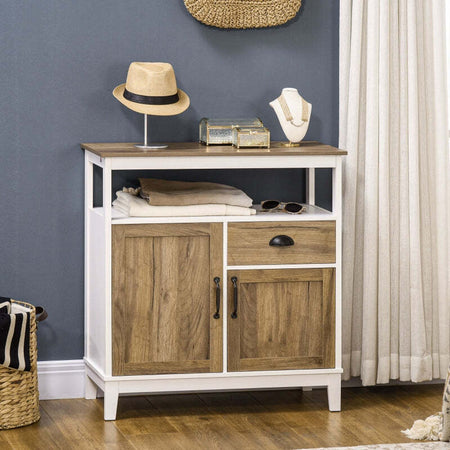 credenza-madia-soggiorno-ingresso-camera-mobile-Cucina-Stile-Rustico-con-Armadietti-e-Cassetto--76.6x-35x-81.5cm,-Bianco-e-Marrone-F838-344V00CGA