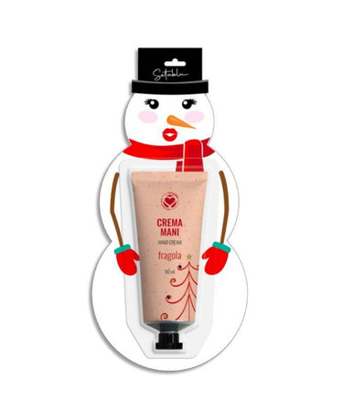 Crema Mani Fragola Seta Blu 100ml Idea Regalo Natale Confezione Pupazzo Di Neve
