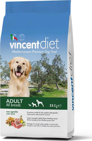 Crocchette Vincent per Cani Diet Agnello 15 Kg, per Cani a Pelo Lungo, a Base Di Carne, Cereali E Legumi. Prodotti per animali domestici/Cani/Cibo/Secco La Zappa - Altamura, Commerciovirtuoso.it