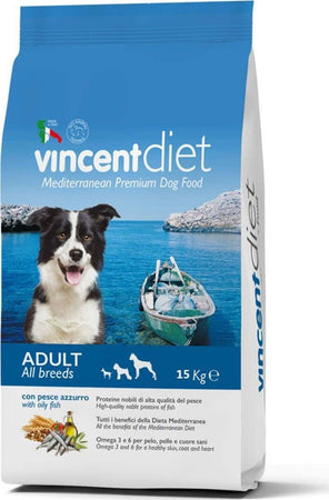 Crocchette Vincent per cani Diet con Pesce Azzurro 15 kg a base di pesce, cereali e legumi. Prodotti per animali domestici/Cani/Cibo/Secco La Zappa - Altamura, Commerciovirtuoso.it