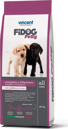 Crocchette Vincent per cani Fidog Petty 20 kg per cuccioli, a base di carne, verdure e cerali. Prodotti per animali domestici/Cani/Cibo/Secco La Zappa - Altamura, Commerciovirtuoso.it