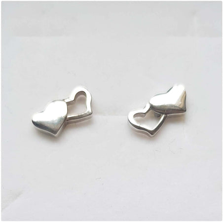 Cruori Orecchini In Argento 925 Millesimi Doppio Cuore Made in Italy Artigianale Orecchino Cuoricino