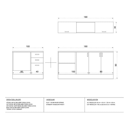 Cucina angolare Cassino bianca 180x160 reversibile