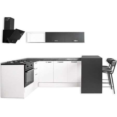 Cucina angolare Matera 180x160 con penisola reversibile bianca e nera