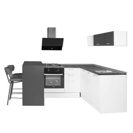 Cucina angolare Matera 180x160 con penisola reversibile bianca e nera