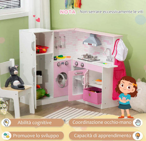 Cucina-Giocattolo-per-Bambini-3-6-Anni-con-Luci-e-Utensili-da-Cucina-Realistici,-in-MDF-e-PP,-84x93.5x85-cm-GH8350-142V01WTGH8