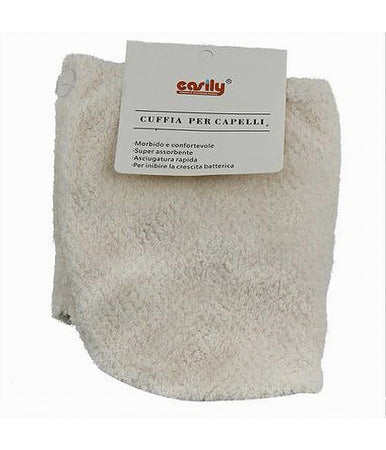 Cuffia Asciugamano Assorbente Shampoo Bagno Doccia Asciuga Capelli Beige 69608