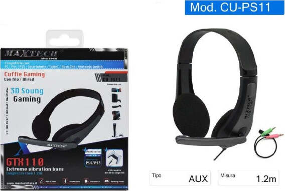 Cuffia Gaming Per Pc Ps5 Ps4 Xbox One Nintendo Switch Con Filo Aux 3,5mm Cu-ps11 Videogiochi/PC/Accessori/Cuffie gaming Trade Shop italia - Napoli, Commerciovirtuoso.it