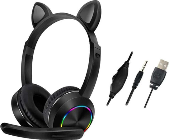 Cuffie con Microfono Hi-FI Stereo Alta Qualità con Luce Led Jack 3,5mm Cat Ear AKZ-020