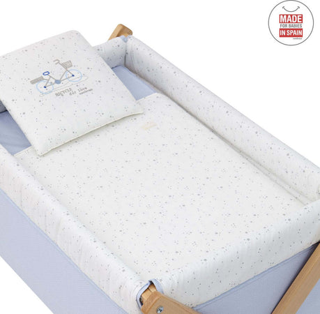 Culla X Di Legno Une Sky Celeste/Natural Casa e cucina/Arredamento/Cameretta bambini/Lettini per neonati e bambini/Culle basculanti La Casa Del Bebè - Napoli, Commerciovirtuoso.it