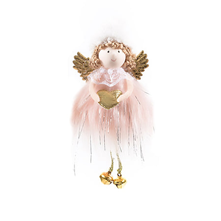 Pendente per albero di Natale Fatine con vestiti rosa e ali da 16 cm