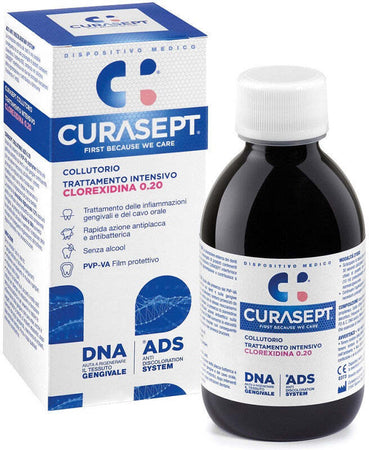 Curasept collutorio con clorexidina 0,20 per infiammazioni orali e gengivali DNS + ADS 200ml
