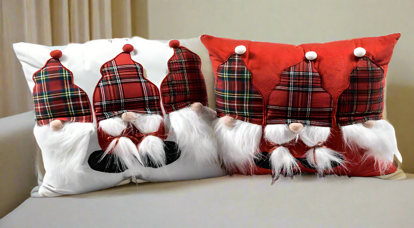 Cuscino natalizio con babbi natali per decorazioni natalizie 42 x 42 cm