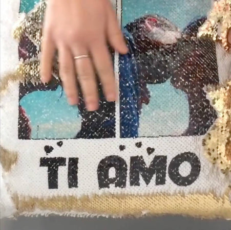 Cuscino Girabrilla Personalizzato con paillettes gira e brilla dedica nascosta sotto pailletes cuscino personalizzabile idea regalo innamorati