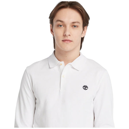 Timberland polo bianca maniche lunghe TB 0A5UDW100 Polo Timberland