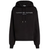 Tommy Hilfiger felpa nera cappuccio logo ricamato WW0WW43598 Felpe Tommy Hilfiger
