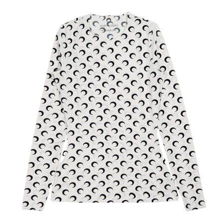 MARINE SERRE Recycled Moon Jersey Crewneck in White da donna
