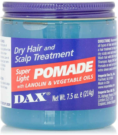DAX SUPER LIGHT POMADE FOR DRY HAIR & SCALP TREATMENT ENRICHED WITH LANOLIN & VEGETABLE OILS 213G PER CAPELLI