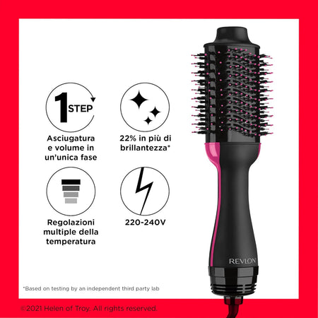 Revlon Spazzola One-Step Asciugacapelli e Volumizzante Nero/Rosa RVDR5222E
